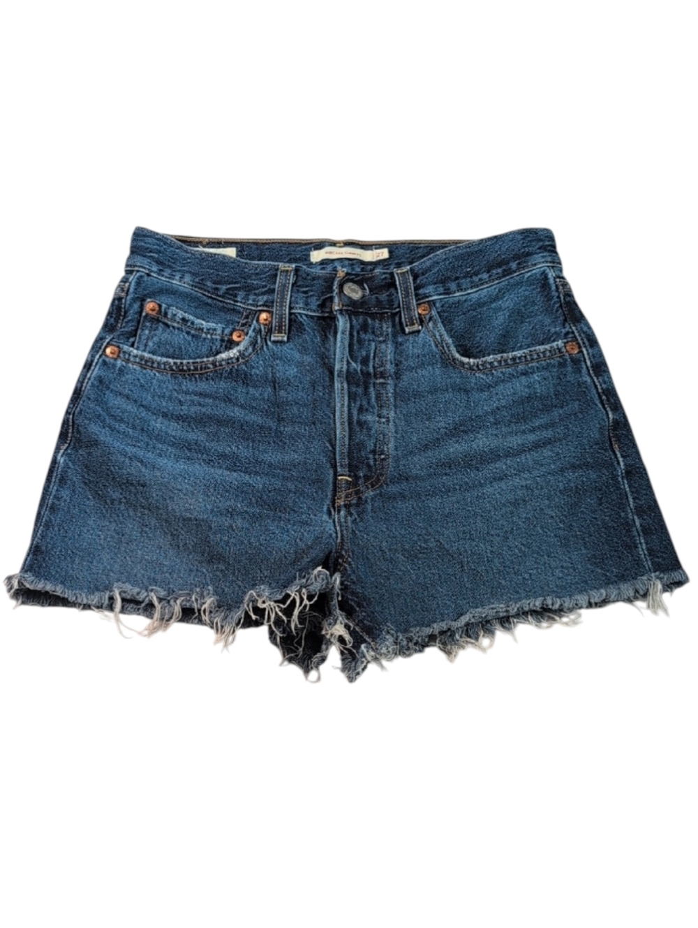 Levi's Ribcage Shorts Denim Jean Shorts High Rise Frayed Hem Size 27